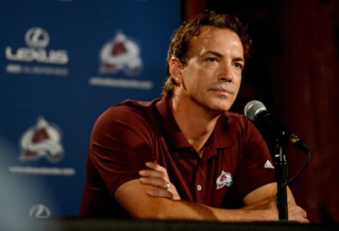 DENVER, CO - SEPTEMBER 18: Colorado Avalanche Executive Vice President Joe Sakic talks to media about the upcoming season, September 18, 2014. Avalanche veterans reported today for physicals and media availability at the Pepsi Center. (Photo by RJ Sangosti/The Denver Post)