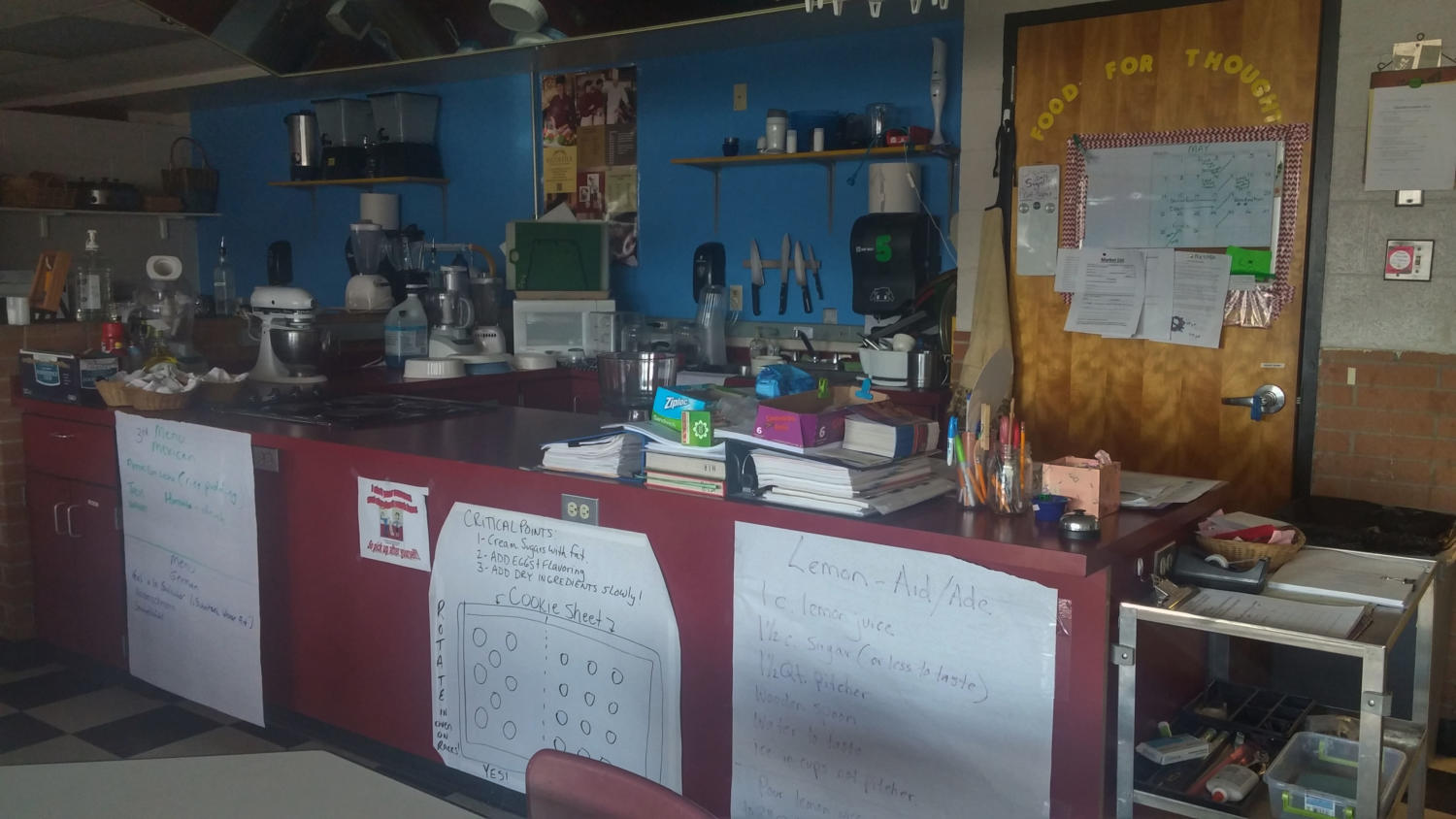 The teacher demonstration area in the FACS classroom awaits the last lessons of
the program. by Rachel Vigil