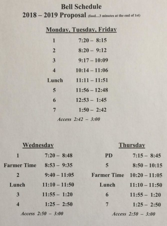 Next years revised bell schedule.