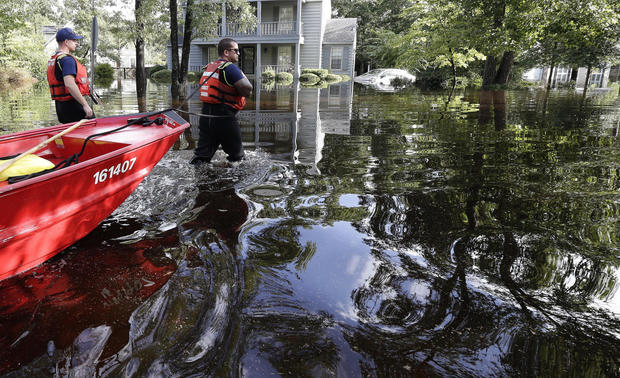 Member from the U.S. coastguard were in Lumberton, North Carolina to check on the flooded neighborhood 