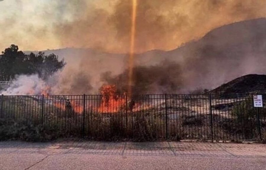 What looks like a laser striking a part of California 