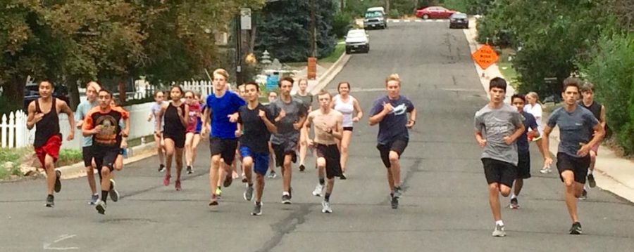Cross country team working hard at practice.