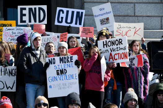 Students participating in the 2018 student walk-outs