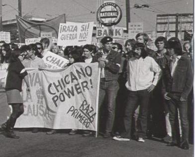Chicanos gather in protest of equality.