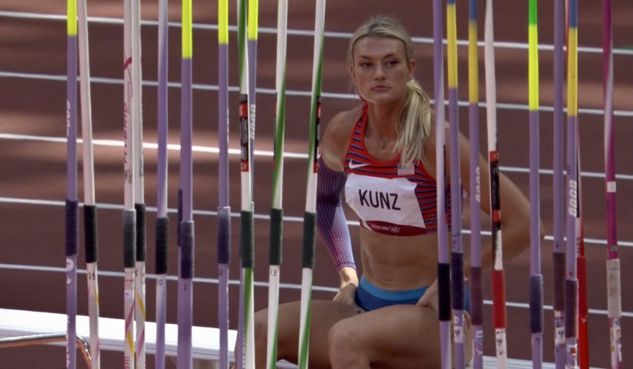 Annie Kunz waits for her turn at the Olympics.